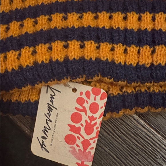 Free people Striped Knit Beanie - Orange and Blue - Picture 3 of 5